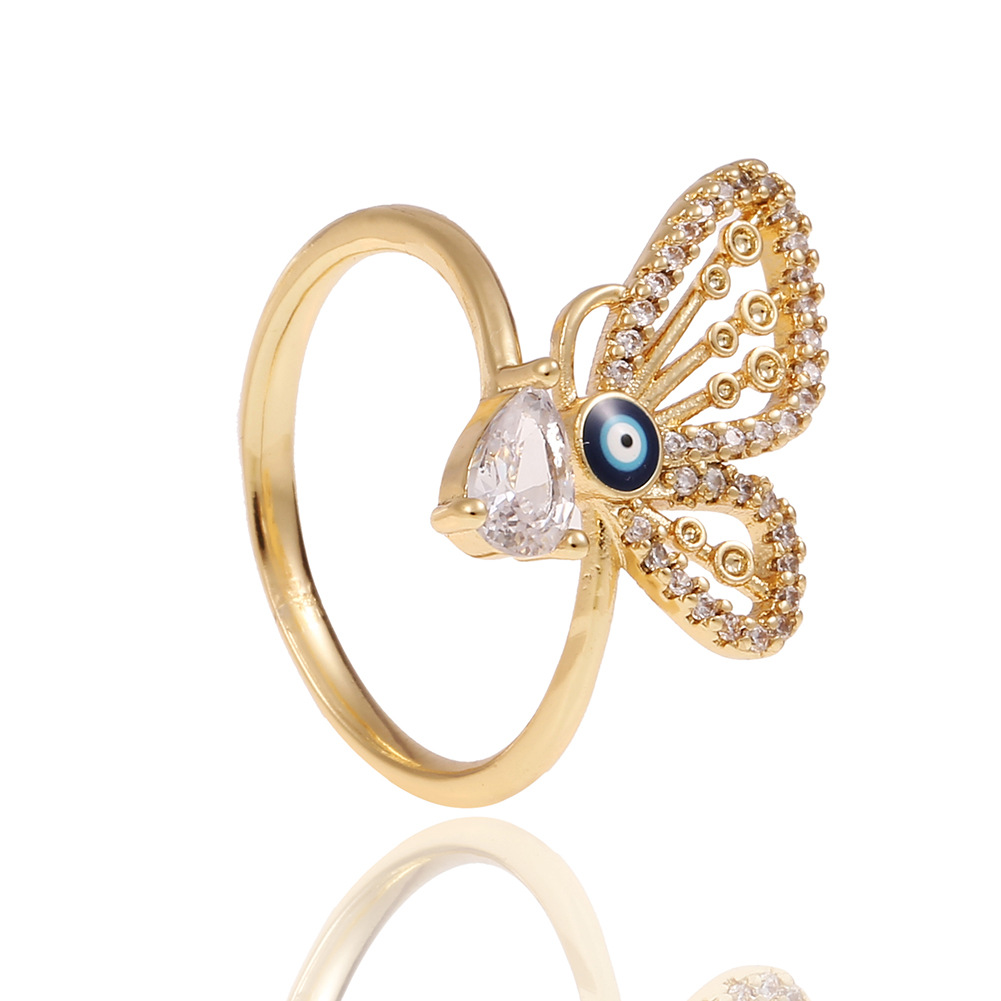 18K Evil Eye Ring Zircon Jewelry Party Holiday Gift Women